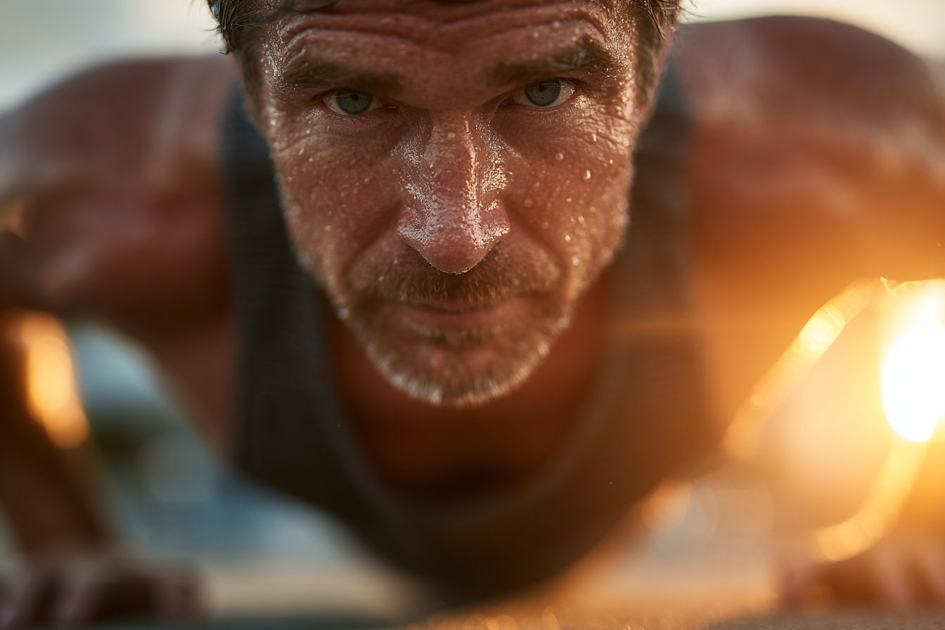 Чоловік займається загартуванням